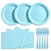PYAILI 72 Pcs Paper Plates and Napkins Set - Light Blue Disposable Party Dinnerware Includes Paper Plates, Napkins, Forks Decorations for Birthdays and Weddings, Serves 24 view 1