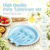 PYAILI 72 Pcs Paper Plates and Napkins Set - Light Blue Disposable Party Dinnerware Includes Paper Plates, Napkins, Forks Decorations for Birthdays and Weddings, Serves 24 view 4