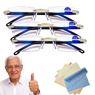FSXZA Blue Glasses Self Adjusting for Women & Men, Auto Focus Reading Glasses, Intelligent Dual Focus Eye Glasses (3PC)