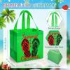 Hillban 32 Pcs 8 x 8 x 6 Inch Christmas in July Fruit Treat Bags Hawaii Tropical Party Favor Gift Bags Summer Beach Flamingo Watermelon Non Woven Totes with Handles for Party Supplies view 3