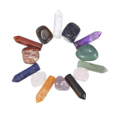 MECCANIXITY 12Pcs Crystals Wands and Stones, Tiger Eye Style Natural Hexagonal Crystal with Gift Box for Chakra Meditation Wire Wrapping Home Decor Bulk Rough Stone Collection, 32x8mm(Yellow)