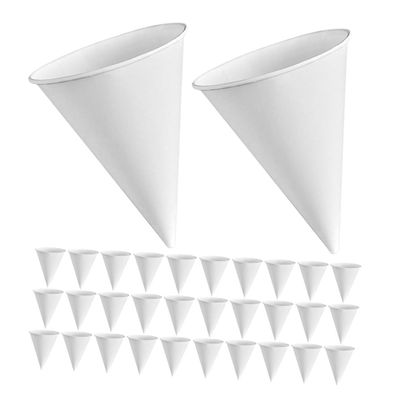 Abaodam 200pcs 6oz White Paper Cone Cups Disposable Ice Cream Cups Leakproof Shaved Ice Sampling for Party and Water Dispenser Use