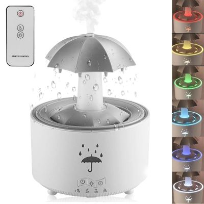 7-color Led Rain Humidifier & Aroma Diffuser With Remote - Water Drip & Waterfall Design For Large Rooms & Bedrooms - Essential Oil Compatible White