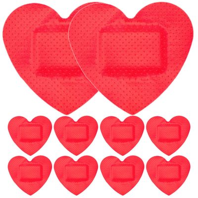 DOITOOL Heart Shaped Care Bandages 10pcs Self Adhesive Breathable Adhesive Patches for Delicate Epidermis Emergency Dressings