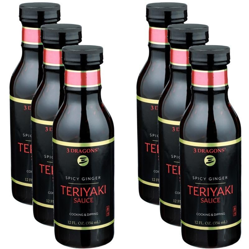 3 Dragons Teriyaki Ginger Spicy Sauce 12 oz (Pack of 6)