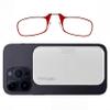 Always With You by ThinOptics Classic Slim Reading Glasses with Case that Sticks to Your Phone - Ultra-Thin Armless Pocket Readers - Lightweight, Durable, Convenient - White/Red, 1.5x view 1