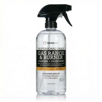 Thirteen Chefs Gas Range Cleaner and Degreaser - Stove Grates, Grills, Oven Glass and Door - Cuts Through Baked on Food (16oz)