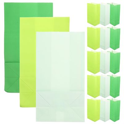 HOOTNEE 30pcs Colored Paper Bags Party Favor Bags Disposable Candy Pouches with Green Shades for Birthday St Patrick's Day Snack and Treat Wrapping
