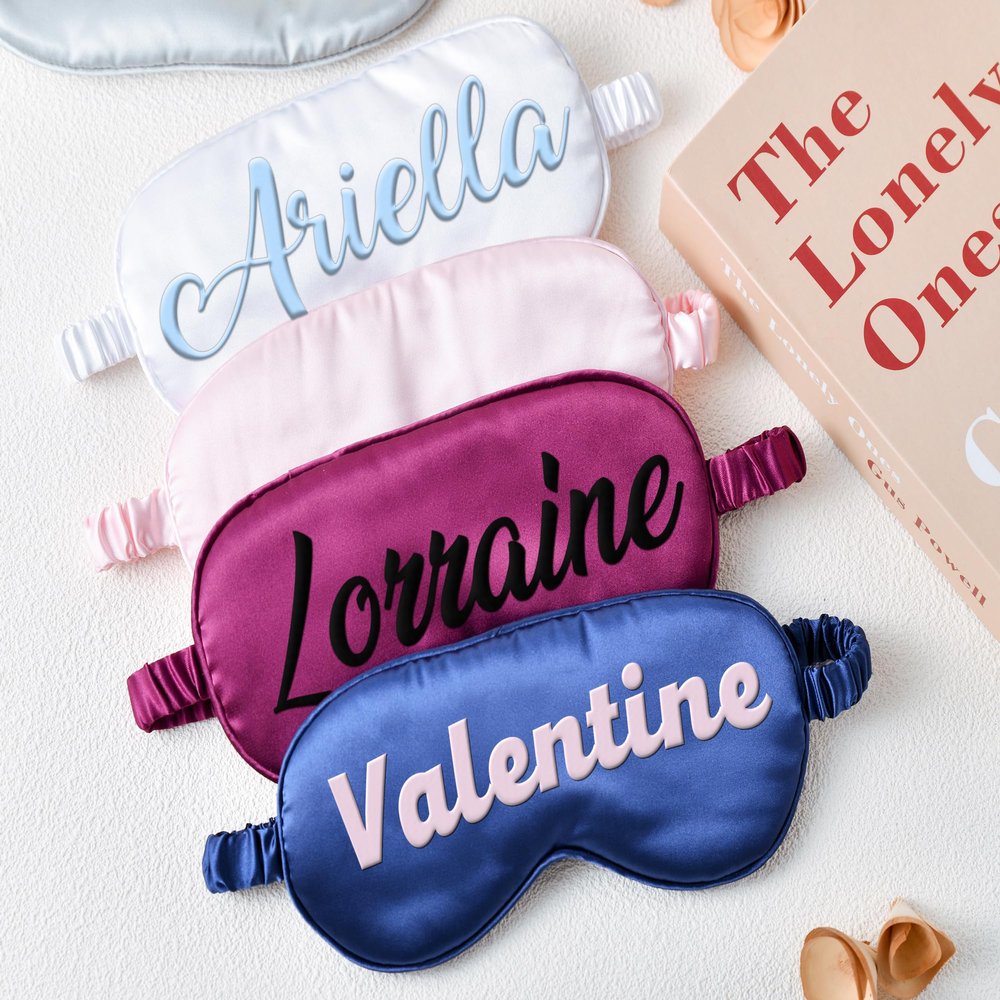 Personalized Custom Satin Sleep Eye Mask 3D Effect, Bridesmaid Gift & Bachelorette Party Favors, Soft Silk Eye Mask for Wedding Party, Bachelor Party Gifts for Women & Men