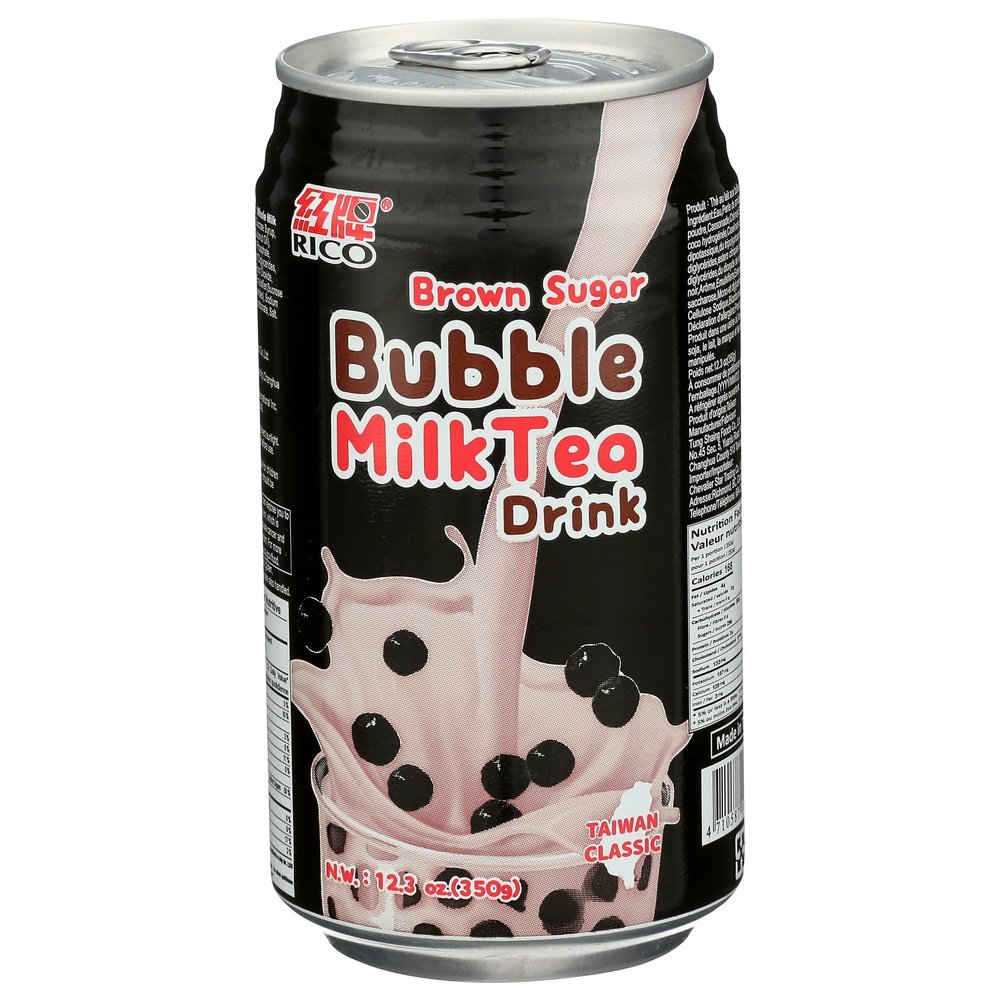Rico Tea Bubble Brown Sugar Milk 12.3 fl oz (Pack of 12)