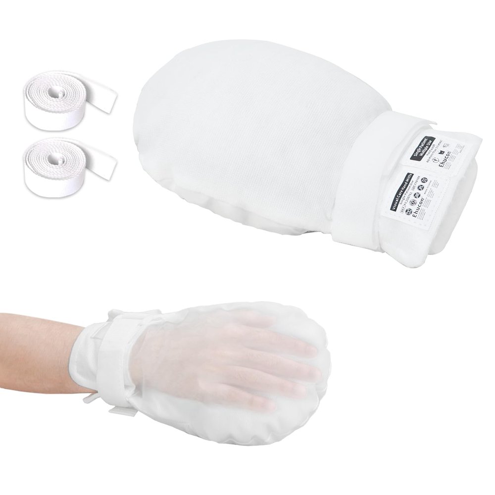 Adult Protective Hand Mitts with Breathable Mesh Window - Soft Comfort for Dementia, Elderly Care, Anti-Scratching & Tube Pulling Prevention - Disposable, Single Patient Use (1 Pair) (Visual Care)