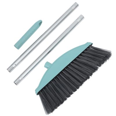 HAKIDZEL Heavy Duty Long Handle Floor Broom with Large Angle Head, Indoor and Outdoor Sweeping Broom for Home Cleaning, Patio, Garage, Commercial Use, Nordic Blue