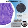 Adult Leakproof Underwear for Incontinence, Washable Low Noise Reusable Adult Diaper Cover, Plastic Pants Cover(Blue+Purple+White,Small) view 2