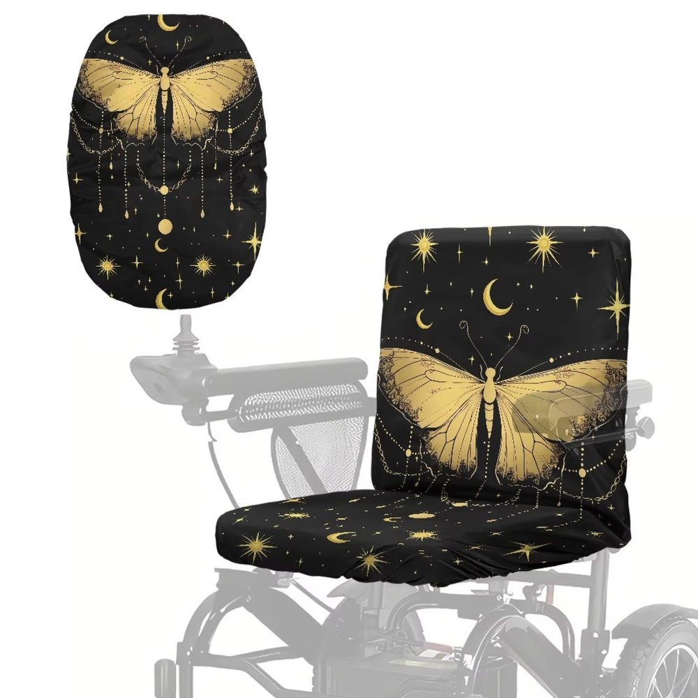 LedBack Yellow Butterfly Electric Wheelchairs Mobility Scooter Coversfor Elderly, Stars Protector Accessories for Electric Wheelchairs Mobility Scooter