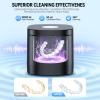 TEBAL Ultrasonic Retainer Cleaner Machine, 52kHz Ultrasonic Denture Cleaner for Mouth Guards, Braces, Toothbrush Heads, Jewelry, Dental Ultrasonic Cleaner with 250ML Capacity & Cleaning Brush, Black view 2