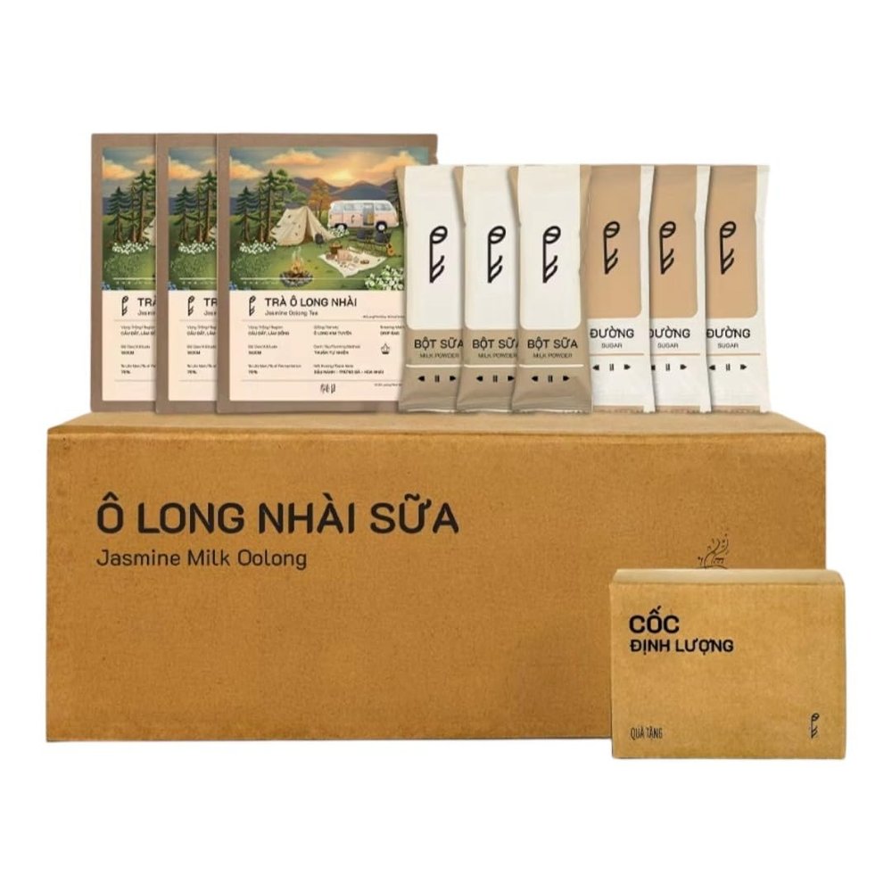 Phe La Vietnamese Milk Tea Kit DIY Oolong Milk Tea Set Make Caf-Style Milk Tea at Home No Machine Needed Multiple Flavors & Servings -By Veefood (Jasmine Oolong)
