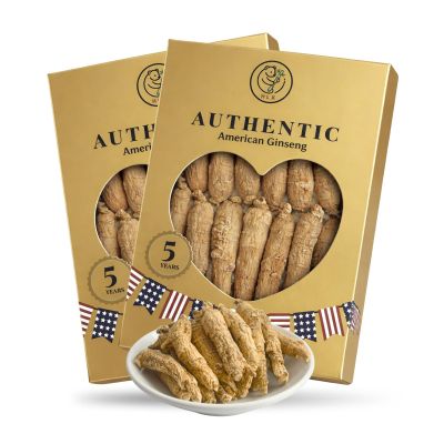 2 Boxes American Ginseng Root 3 Years Organic Panax Ginseng, 4oz/Box, Hand-Selected Wisconsin Ginseng Root, Wisconsin Grown Panax Ginseng for Tea, Soup & Daily Use (8 Ounce)