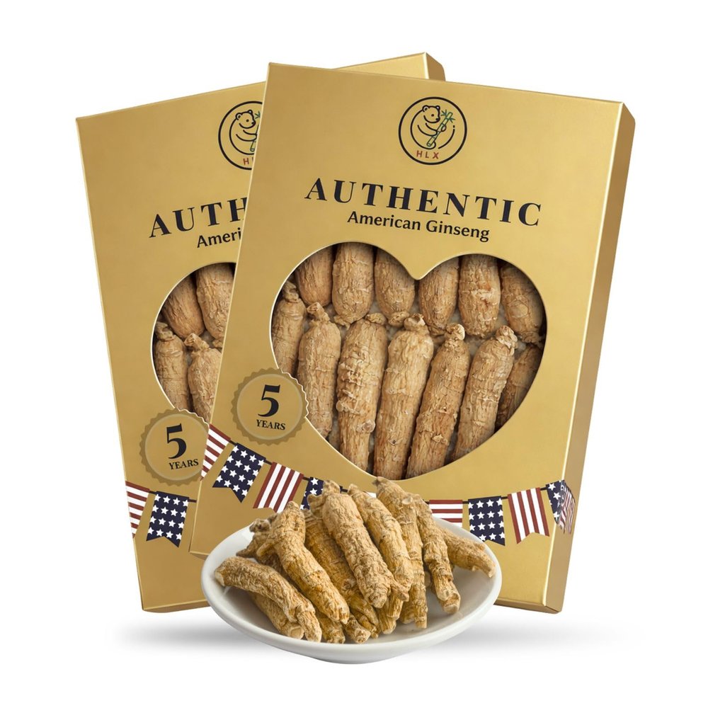 2 Boxes American Ginseng Root 3 Years Organic Panax Ginseng, 4oz/Box, Hand-Selected Wisconsin Ginseng Root, Wisconsin Grown Panax Ginseng for Tea, Soup & Daily Use (8 Ounce)