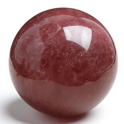 SBOTTON Natural Strawberry Ball Crystal Sphere with Wood Stand, Reiki Chakra Energy Healing Stone Figurine Home Decor, Gifts for Friends (40Mm-50Mm)