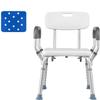 Waterproof Shower Chair with Arms and Back, Portable Stools for The Elderly Disabled,Adjustable Heavy Duty Anti-Slip Bathtub Seat with Cushion(B) view 1