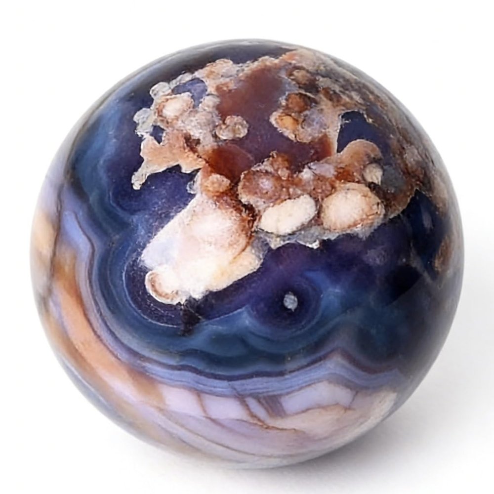 SBOTTON Natural Blue Cherry Ball Crystal Sphere with Wood Stand, Reiki Chakra Energy Healing Stone Figurine Home Decor, Gifts for Friends (50Mm-60Mm)