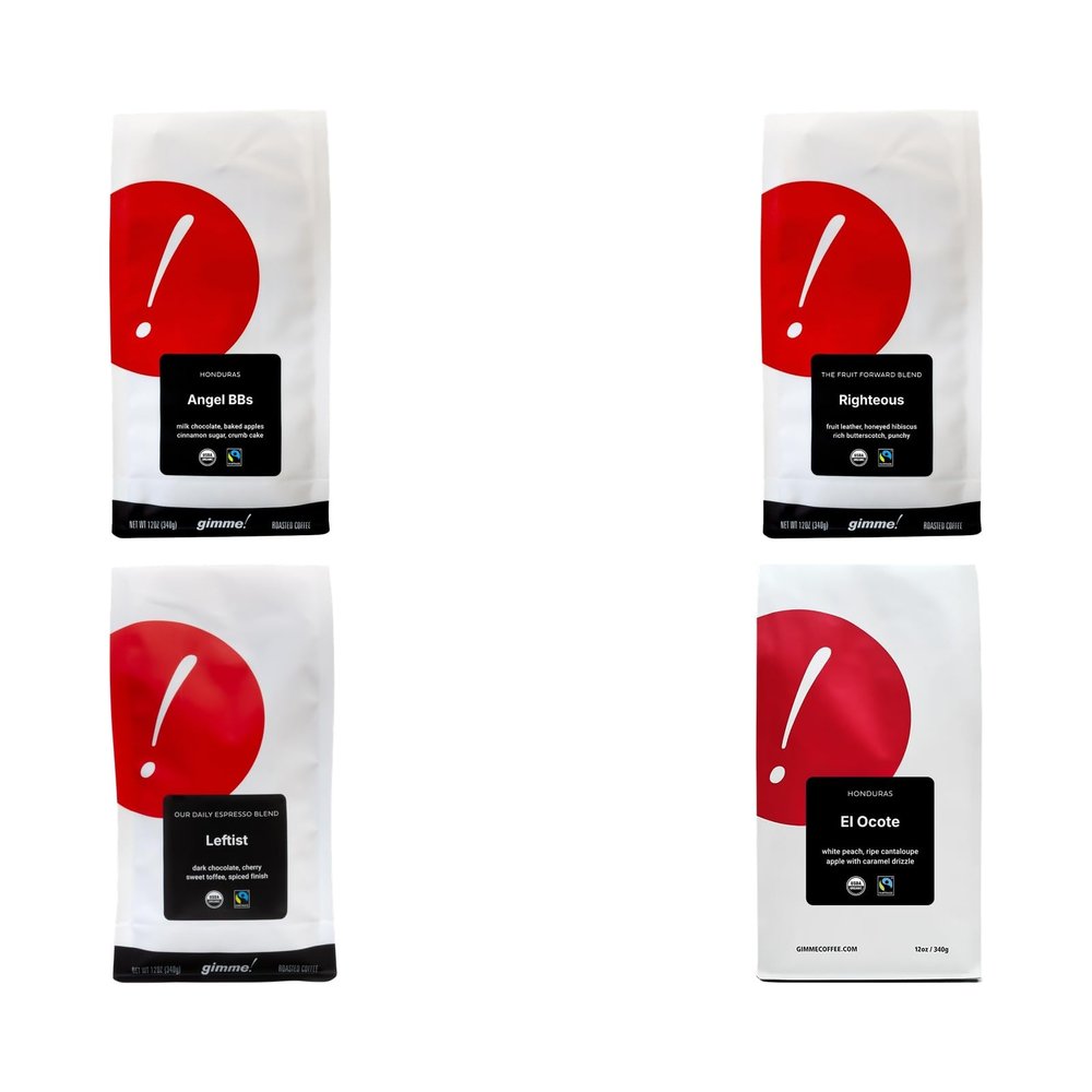 Bean Box Coffee Sampler - Roasted by Gimme!, 4-Pack, Freshly Ground Coffee, Gourmet Coffee