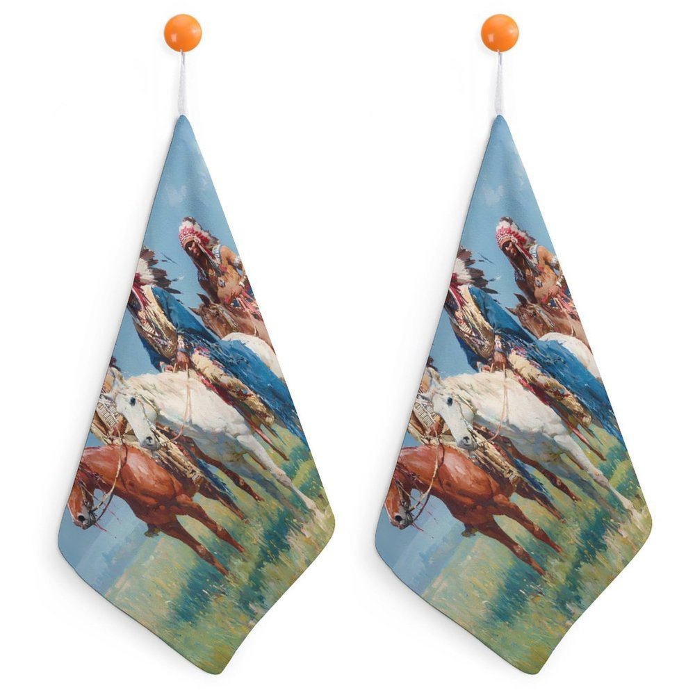 Indian Chief Painting Dishwashing Rags for Wet and Dry Cloths Towels Clean Dishcloth for Home Kitchen Dishes