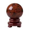 SBOTTON Natural Red Obsidian Ball Crystal Sphere with Wood Stand, Reiki Chakra Energy Healing Stone Figurine Home Decor, Gifts for Friends (90Mm-100Mm) view 2