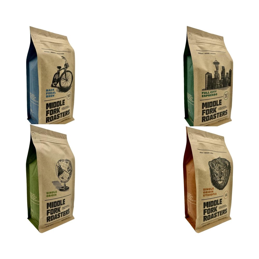 Bean Box Coffee Sampler - Roasted by Middle Fork, 4-Pack, Whole Bean Coffee, Gourmet Coffee