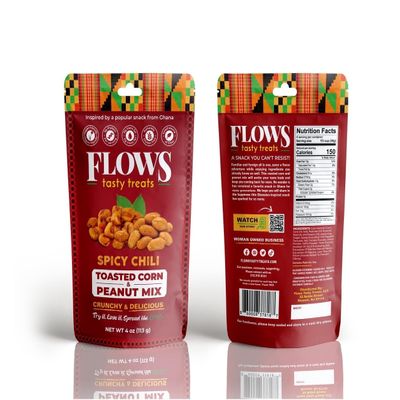Flows Tasty Treats Toasted Corn and Peanut Mix High Protein Snack - Spicy Chili Flavor (4oz) (Pack of 3)