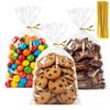 ZYLOP 50pcs Clear Cellophane Treat Bags - 6 x 10 Inches Cello Gift Bags with 60 Gold Twist Ties - Food Grade Plastic Packaging Bags for Cookies, Candy, Popcorn, Favors, Bakery & DIY Small Crafts view 1