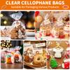 ZYLOP 50pcs Clear Cellophane Treat Bags - 6 x 10 Inches Cello Gift Bags with 60 Gold Twist Ties - Food Grade Plastic Packaging Bags for Cookies, Candy, Popcorn, Favors, Bakery & DIY Small Crafts view 3