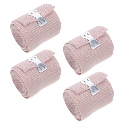 VILLCASE Elastic Compression Bandage Wraps for Legs and Arms with Clip Fasteners, Skin Tone High Elasticity Sports Injury Support, 4pcs Self-Closing Elastic Wraps for Joint and Muscle