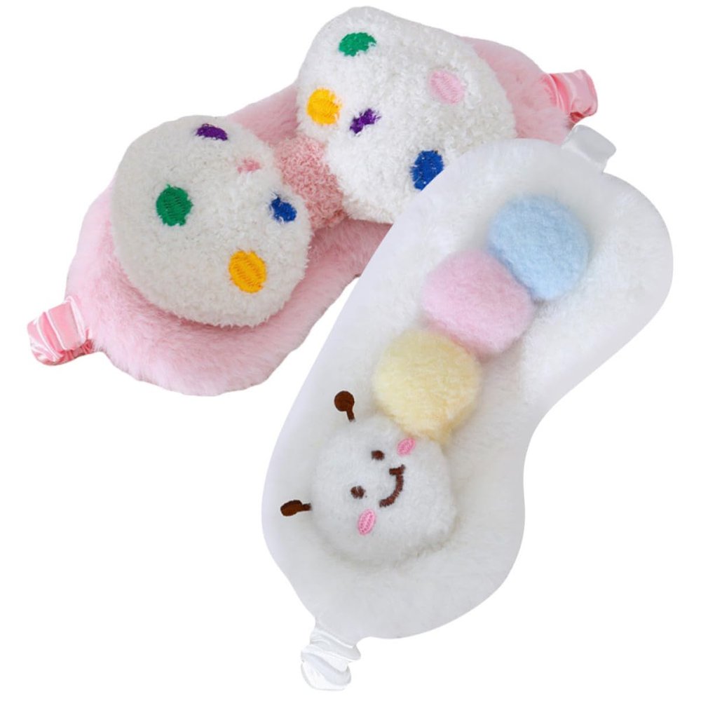 Abaodam Cute Sleep Mask 2pcs Set Soft Plush Light Blocking Eye Covers with Bow and Design Comfortable Sleeping Mask for and Boys