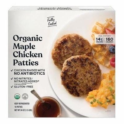 Organic Maple Patties, Maple, Natural Ingredients, 14g of Protein, GAP Chicken Raised with No Antibiotics, Fully Cooked, Gluten-Free, Pork-Free, No Nitrates or Nitrites [ 24 oz, 1.5 lb ]