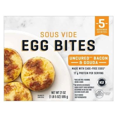 Egg Bites, Uncured Bacon and Gouda Egg Bites, Made with Cage-Free Eggs; 17g of Protein per Serving; Certified Gluten-Free, 10-count, [ 21 oz, 1.3 lb ]