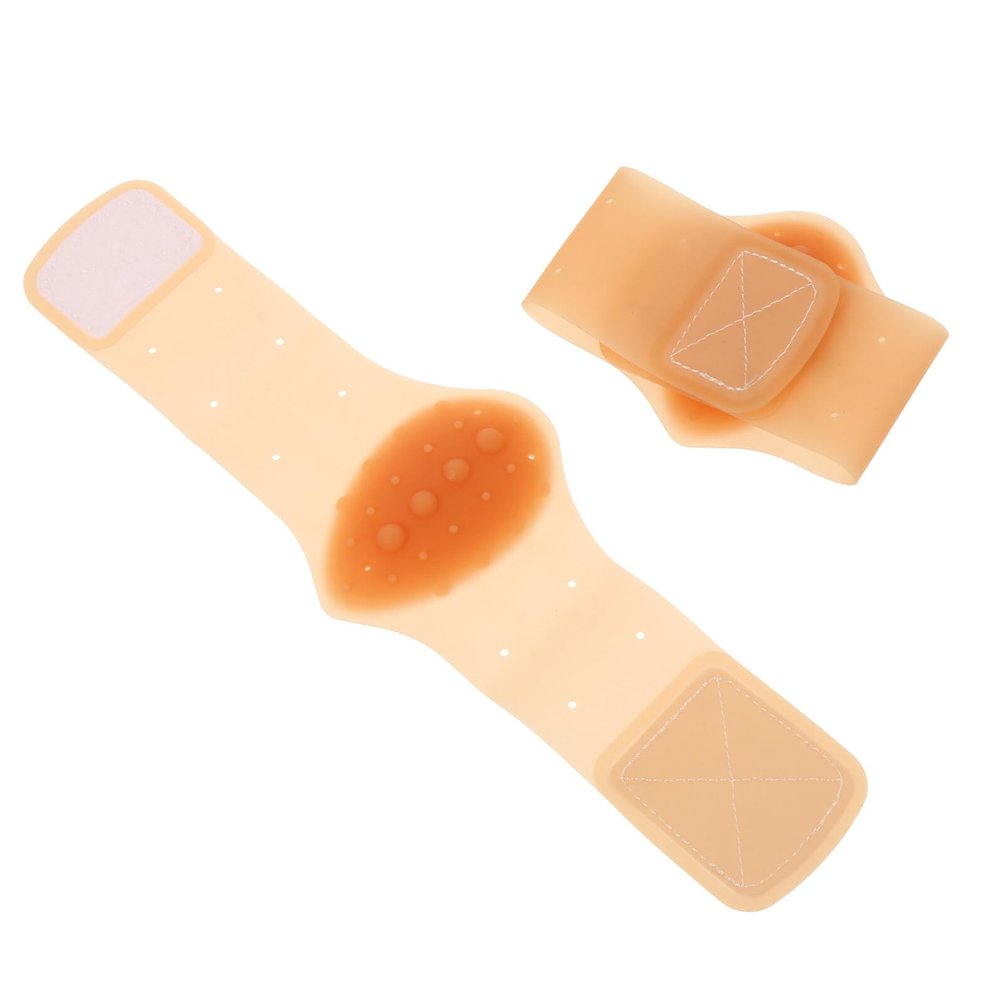 SECFOU Silicone Arch Support Insoles with Adjustable Elastic Flatfoot Correction Cushions, Skin Tone Foot Center Pads for Plantar Support and Foot Health, 1 Pair