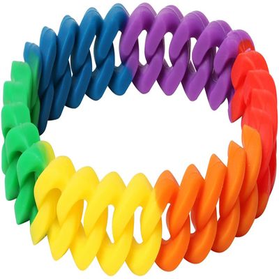 Braided Silicone Rainbow Bracelet Accessory For Gay Pride Lgbt Festival Events Friendship Men Or Women Water Resistant Plaited Multicoloured Wristband