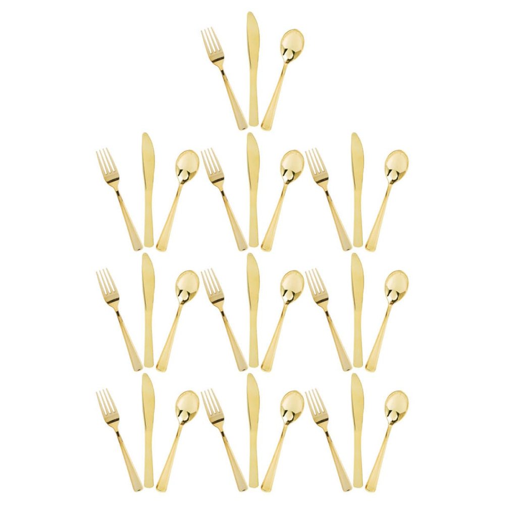 Party Cutlery Set Plastic Golden Utensils for Appetizers