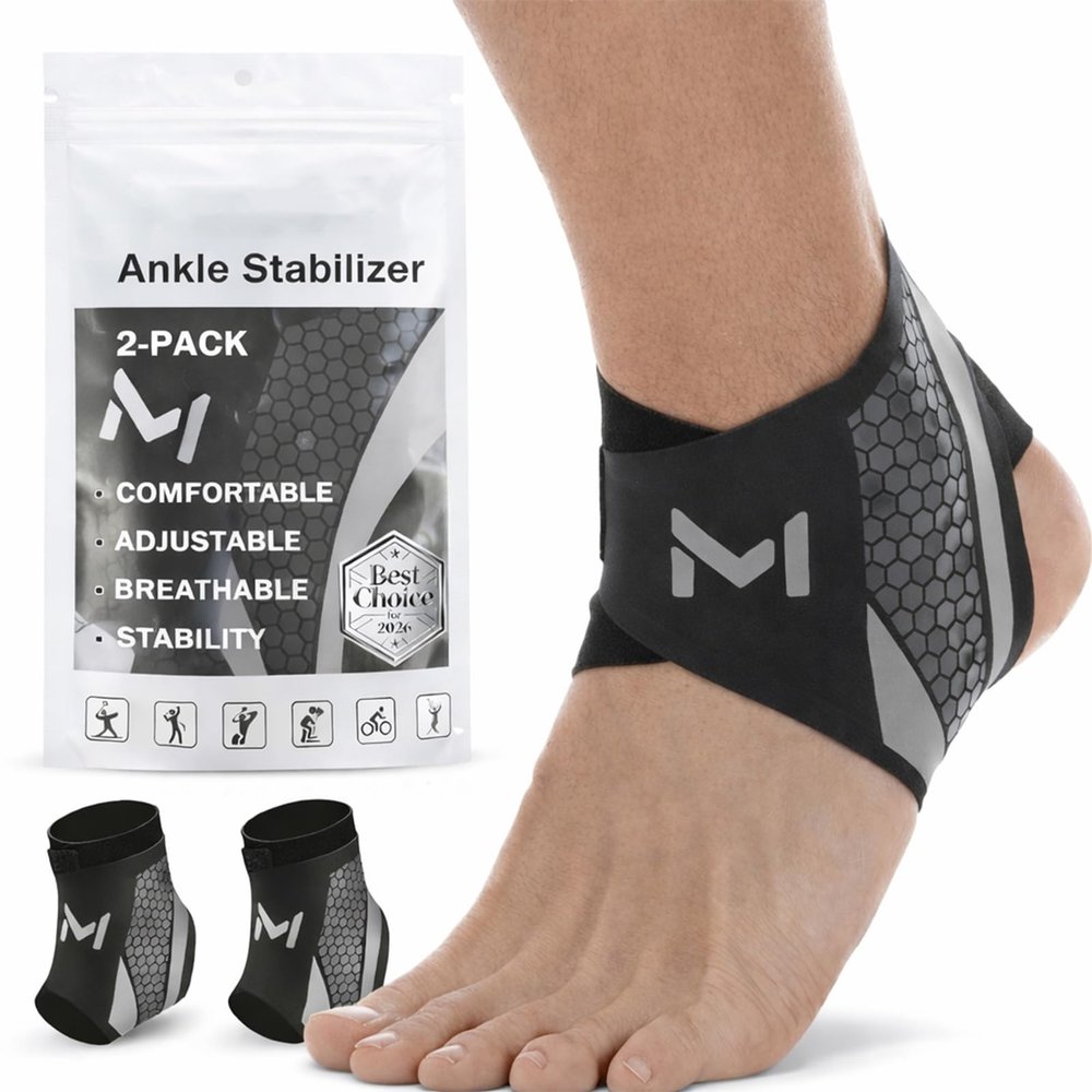 2026 Upgraded 2-Pack Ankle Brace for Men & Women, Lace-Up Ankle Stabilizer with Adjustable Straps, Compression Support for Sprained Ankle, Basketball, Running, Training & Daily Wear (Gray)