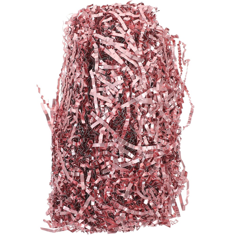 Angoily Colored Crinkle Paper Shredded Basket Fillers 100g Pack, Double-sided Rose Gold Raffia Grass Shred for Box Filling, Packaging and Holiday Basket Stuffing