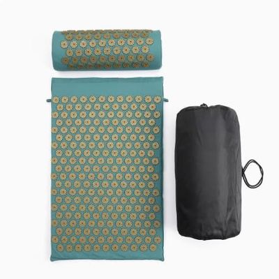 Acupressure Mat and Pillow Set Flexible Acupressure Spikes for Back, Neck and Shoulder Pain Relief, Essential Acupressure Mat for Home Therapy, Includes Carry Bag
