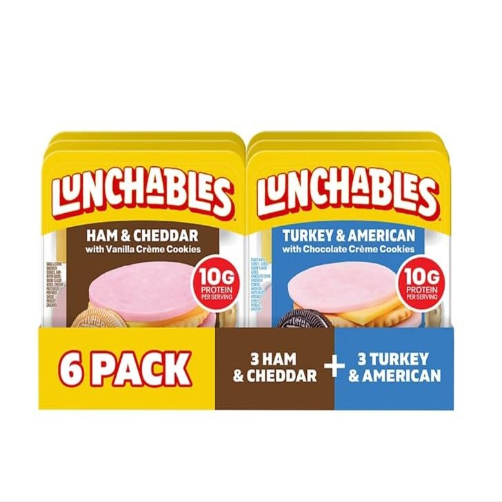 Cracker Stackers Snack Kit Turkey/American and Ham/Cheddar Variety Pack by Lunch ables - 6 Packs
