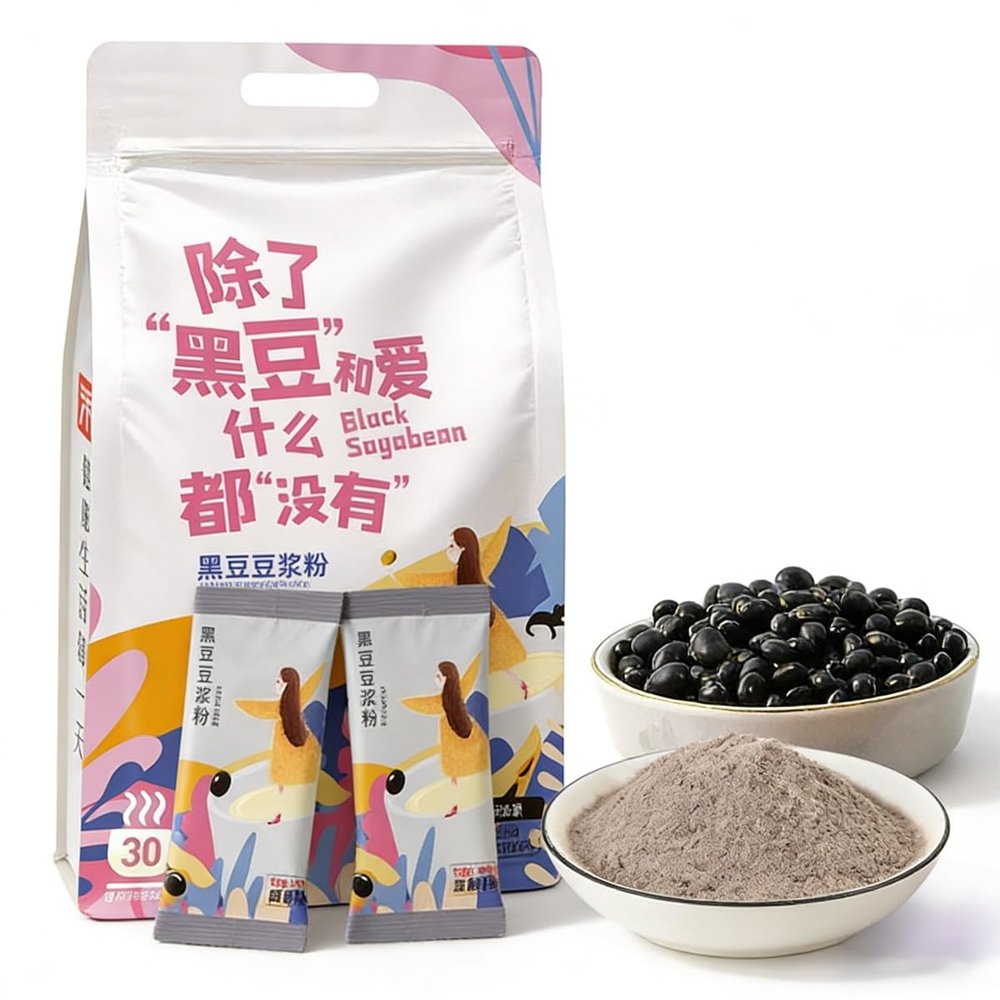 Sugar-Free Pure Soy Milk Powder, Non-GMO Soybean Drink Mix, 30 Individual Packets, Total 750g