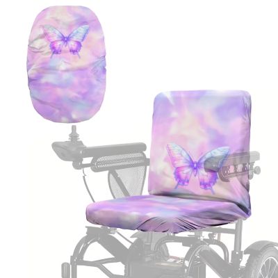 Luarisgur Purple Butterfly Electric Mobility Scooter Seat Covers for Elderly Disable Electric Wheelchair Seat Cover with Adjustable Buckle Wheelchair Protector Accessories, Tie Dye