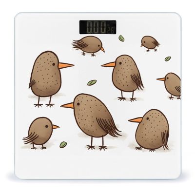 Kiwi Birds Cute Scale for Body Weight Safe Rounded Corners Tempered Glass Digital Bathroom Scale LED Display 400lb Capacity Weight Scales with High Precision Sensors