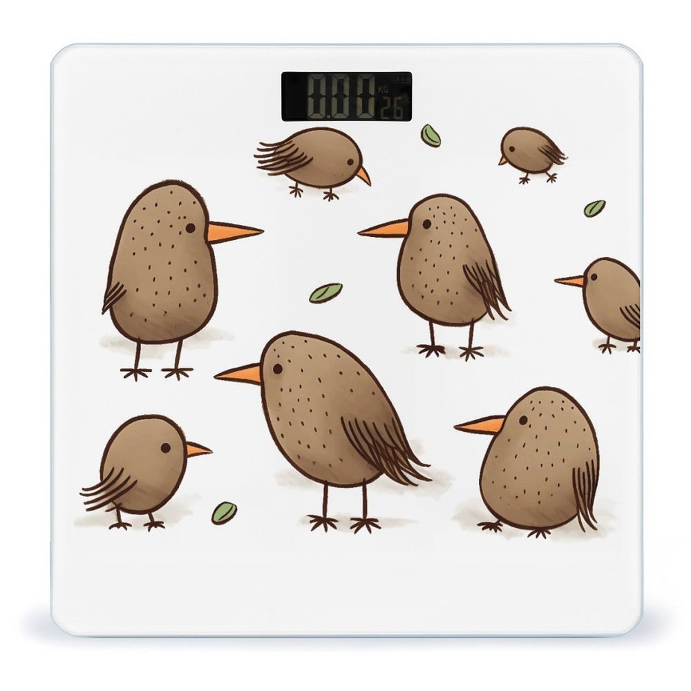Kiwi Birds Cute Scale for Body Weight Safe Rounded Corners Tempered Glass Digital Bathroom Scale LED Display 400lb Capacity Weight Scales with High Precision Sensors