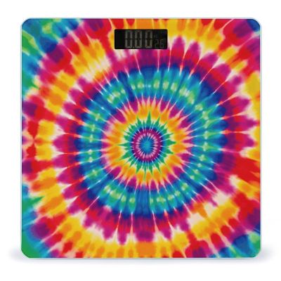 Tie Dye Pattern Scale for Body Weight Safe Rounded Corners Tempered Glass Digital Bathroom Scale LED Display 400lb Capacity Weight Scales with High Precision Sensors