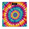 Tie Dye Pattern Scale for Body Weight Safe Rounded Corners Tempered Glass Digital Bathroom Scale LED Display 400lb Capacity Weight Scales with High Precision Sensors view 1