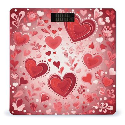 Valentine Pattern Scale for Body Weight Safe Rounded Corners Tempered Glass Digital Bathroom Scale LED Display 400lb Capacity Weight Scales with High Precision Sensors